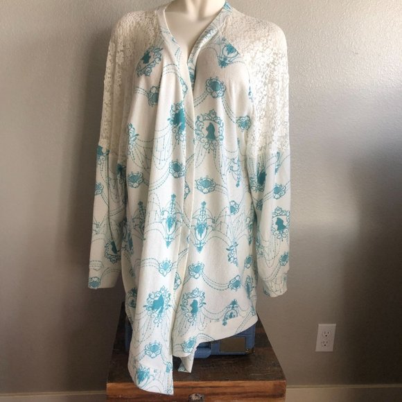 DISNEY Little Mermaid Ariel Open Front Cardigan Lace Detail 4 - Picture 4 of 9
